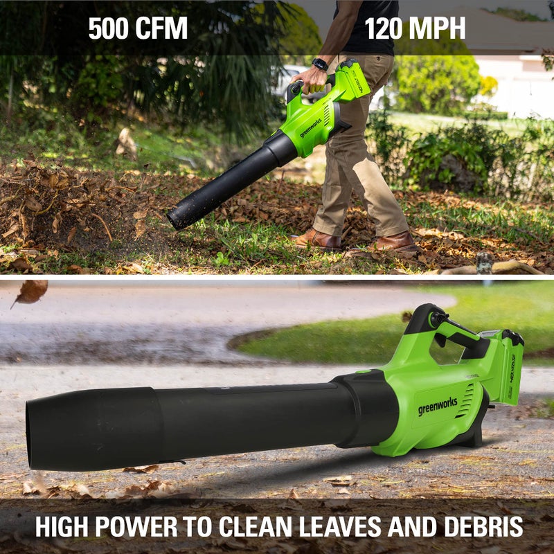 Greenworks منفاخ أوراق محوري لاسلكي Greenworks 40V (120 ميل في الساعة / 500 قدم مكعب في الدقيقة / 75+ أدوات متوافقة) ، أداة فقط - Image 4
